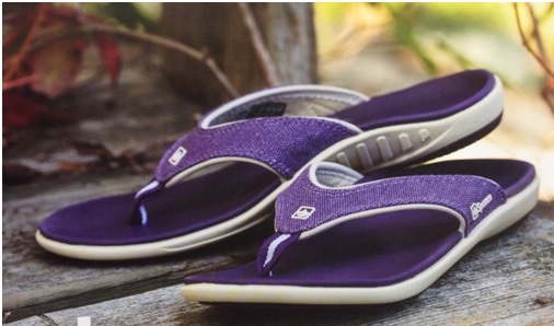 Purple spenco flip flops